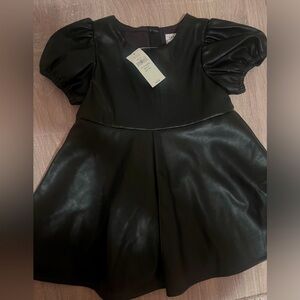 NWT Baby Gap Black leather puff sleeve dress!